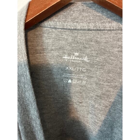 HALLMARK Gray Hallmark Channel Christmas Movies Long Sleeve TShirt Spirit Jersey - Picture 3 of 5